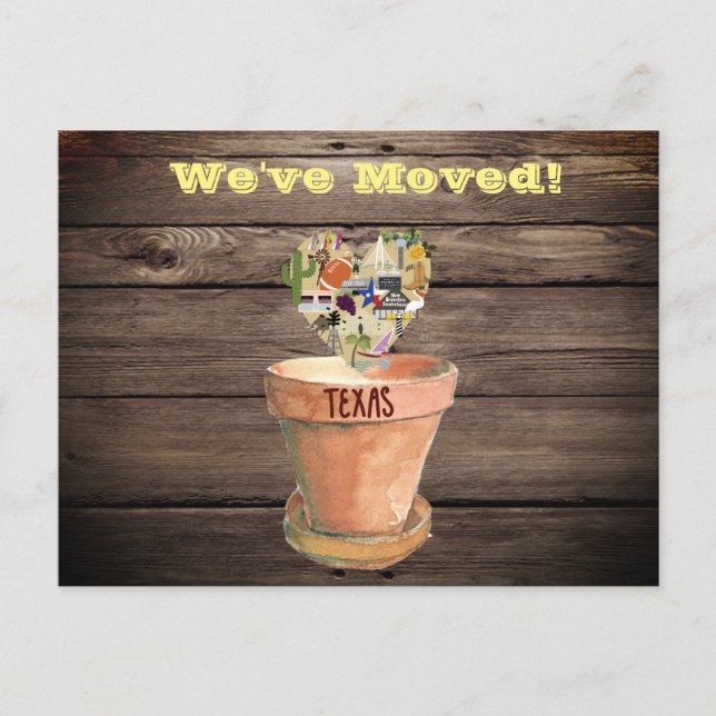 Carte postale Nous avons déménagé au Texas (Devant)
