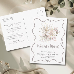 Carte Postale Nous Avons Déménagé Boho Blush Roses Nouvelle Adre