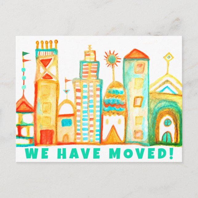 Carte Postale Nous avons déménagé Changement d'adresse Aquarelle (Devant)