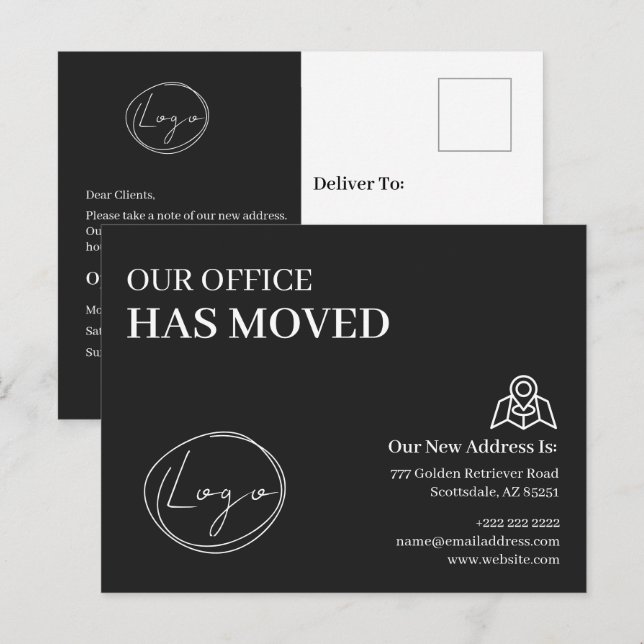 Carte Postale Nous Avons Déménagé Changement d'Adresse de l'Entr (Devant / Derrière)