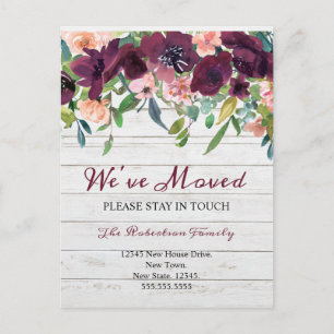 Carte Postale Nous avons déménagé Changement d'adresse floral No