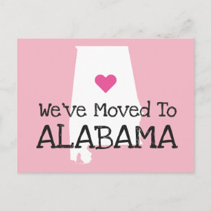 Carte Postale Nous avons déménagé en Alabama Coeur rose