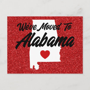Carte Postale Nous avons déménagé en Alabama Red Glitter