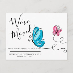 Carte Postale Nous avons Déménagé le papillon dessiné à la main