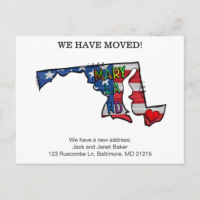 Carte Postale Nous Avons Déménagé Les États Du Maryland En Mouve (Devant)
