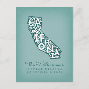 Carte Postale Nous avons déménagé Nouvelle adresse Californi