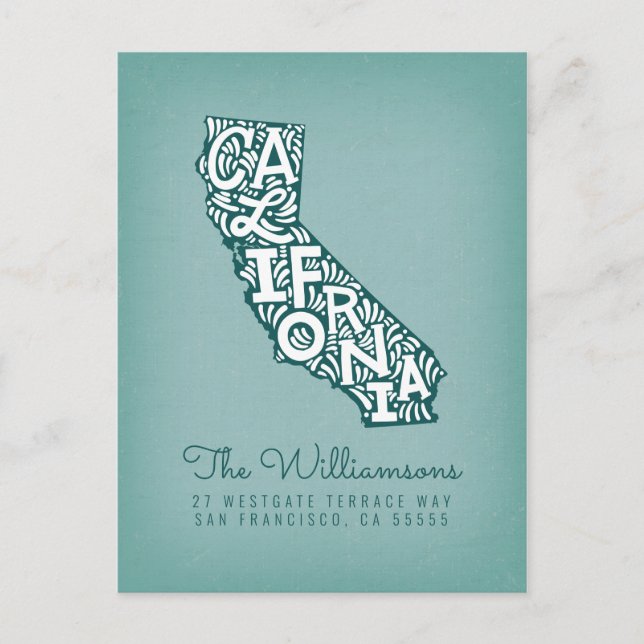 Carte Postale Nous avons déménagé | Nouvelle adresse | Californi (Devant)