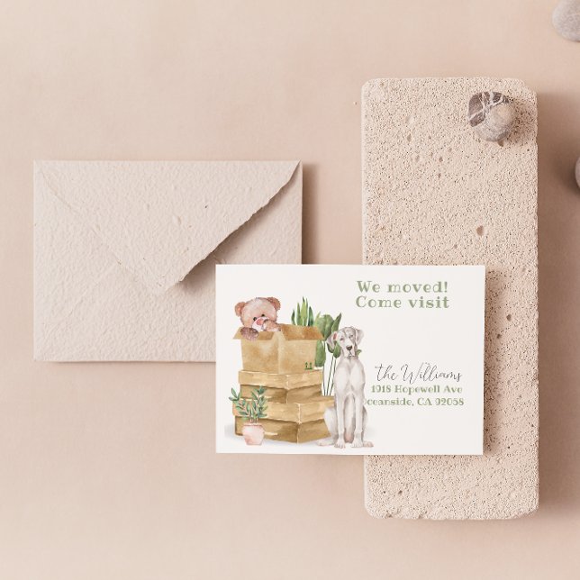 Carte Postale nous avons déménagé, nouvelle adresse chien faire- (Créateur téléchargé)