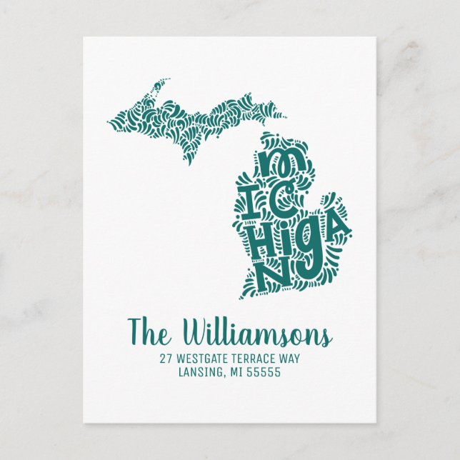 Carte Postale Nous avons déménagé | Nouvelle adresse | Michigan (Devant)