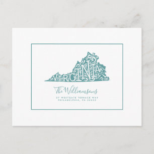 Carte Postale Nous avons déménagé Nouvelle adresse Virginie