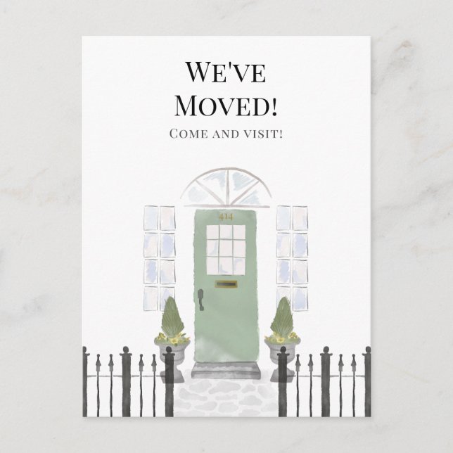 Carte Postale Nous avons déménagé Nouvelle Maison Simple Aquarel (Devant)
