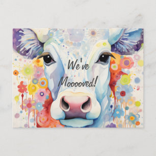 Carte Postale Nous avons déménagé ! Vache artistique
