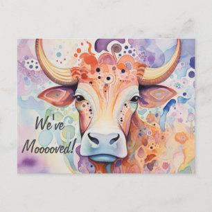 Carte Postale Nous avons déménagé ! Vache artistique