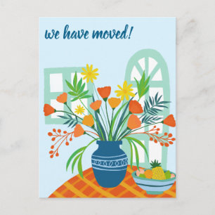 Carte Postale NOUS AVONS DÉMÉNÉ Bouquet floral Nouvelle adresse 