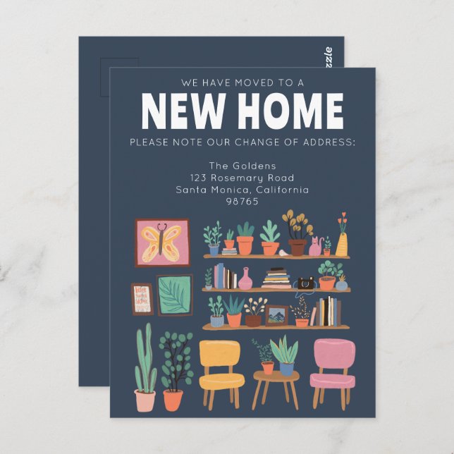 Carte Postale Nous Avons Déplacé Adresse Changer Cute Livingroom (Devant / Derrière)