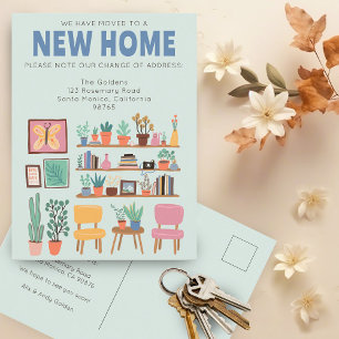 Carte Postale Nous Avons Déplacé Adresse Changer Cute Livingroom