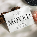 Carte Postale Nous avons déplacé le logo de l'entreprise Changem<br><div class="desc">Laissez vos clients, employés et fournisseurs de livraison connaître votre nouvelle adresse de bureau avec cette carte postale minimaliste Nous avons déménagé logo d'entreprise Design. Avec un design noir et blanc avec des polices modernes, de l'espace pour le logo de votre entreprise, une nouvelle adresse, les coordonnées et les heures...</div>