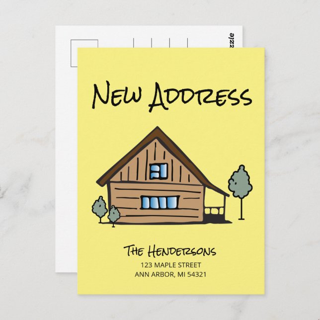 Carte Postale Nous avons déplacé un nouveau Faire-part de déplac (Devant / Derrière)