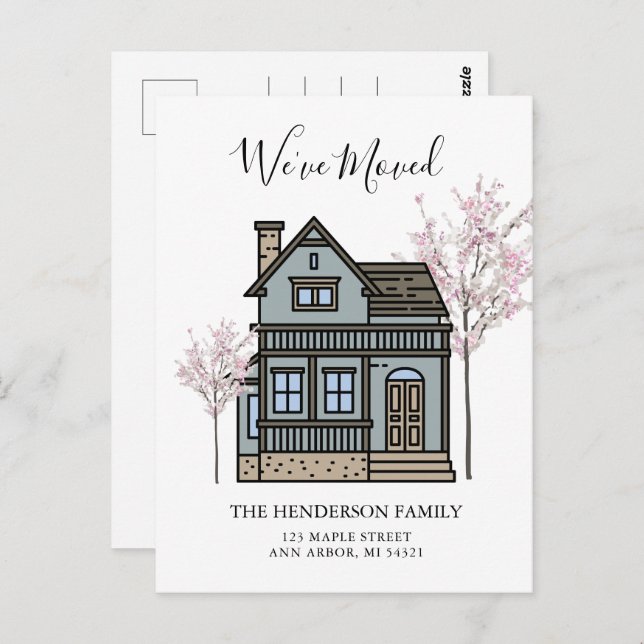 Carte Postale Nous avons déplacé une nouvelle maison Moving Fair (Devant / Derrière)