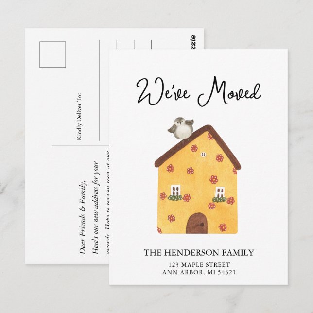 Carte Postale Nous avons déplacé une nouvelle maison Moving Fair (Devant / Derrière)