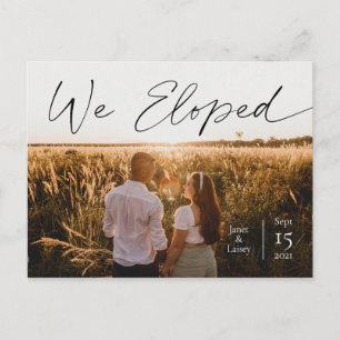 Carte Postale Nous Avons Elopé Texte Élégant Script Minimal Fair