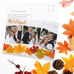 Carte Postale Nous avons Eloped Fall Leaf New-lysée Photo Collag