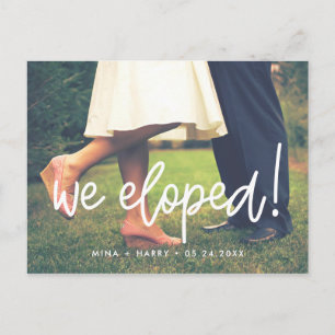 Carte Postale Nous avons fugué Photo de mariage moderne