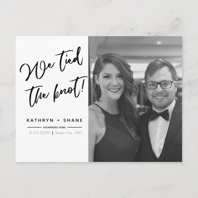 Carte Postale Nous Avons Lié Le Mariage De Script De Noeud Photo (Devant)