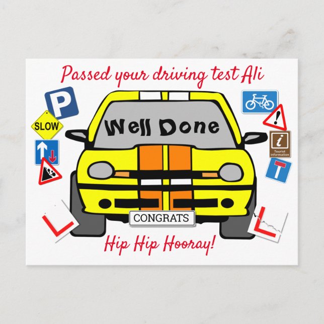 Carte Postale Nous avons réussi votre test de conduite, Félicita (Devant)