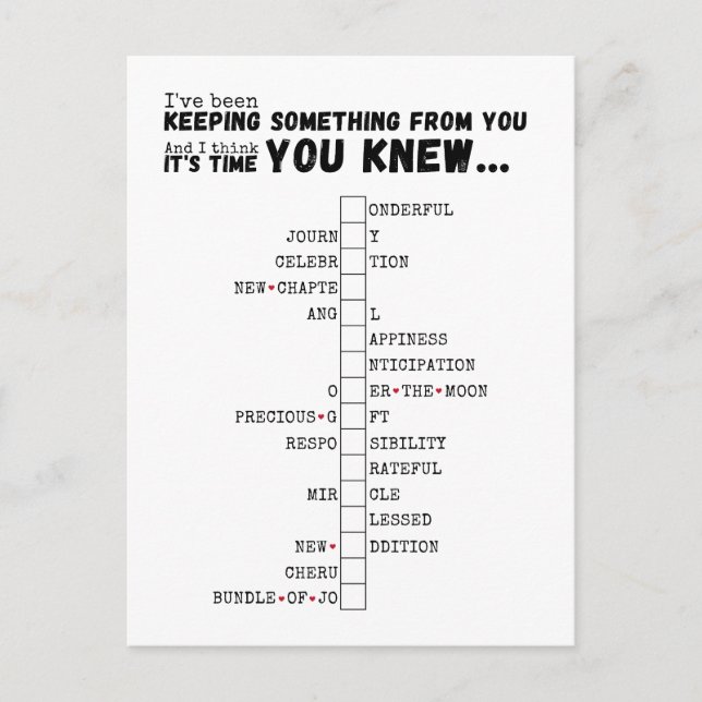 Carte Postale Nous avons un bébé - Puzzle complet et révélateur (Devant)