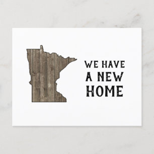 Carte Postale Nous avons une nouvelle maison Minnesota rustique 