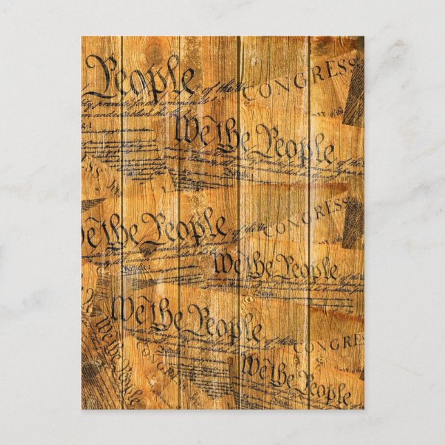 Carte Postale Nous Le Peuple Constitution Américaine Bois Rustiq (Devant)