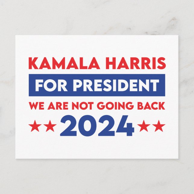 Carte Postale Nous Ne Retournons Pas Kamala Harris Pour Présiden (Devant)