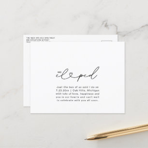 Carte Postale Nous nous sommes enfuis Script Coeur Chic Faire-pa