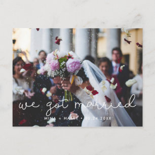 Carte Postale Nous nous sommes mariés mariage de script Cute pho