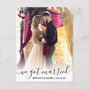 Carte Postale Nous Nous Sommes Mariés Moderne Script Superposer