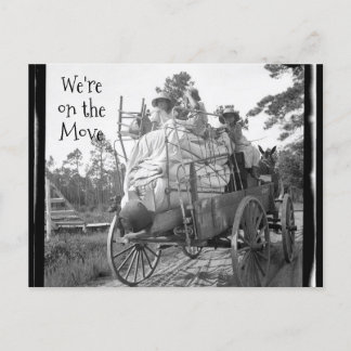 Carte Postale Nous sommes en mouvement ! Famille Wagon vintage