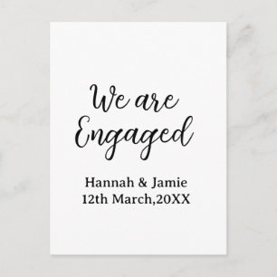 Carte Postale Nous sommes fiancés nom date calligraphystylish