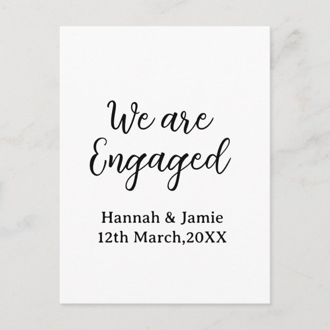 Carte Postale Nous sommes fiancés nom date calligraphystylish (Devant)