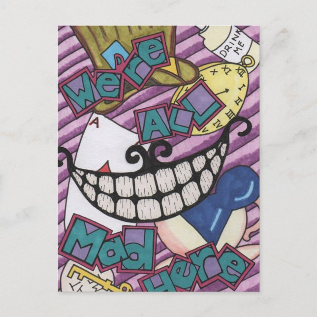 Carte Postale Nous sommes tous fous ici (Devant)