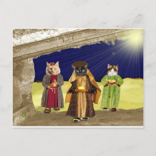 Carte Postale Nous trois chats