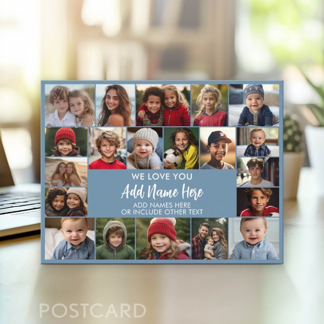 Carte Postale Nous vous aimons - 20 photos en collage (Photo Postcard - Customize with your favorite photos)