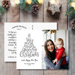 Carte Postale Nous vous souhaitons un joyeux Noël Fun Fun Photo<br><div class="desc">Répandez des réjouissances avec cette carte postale mignonne avec de l'art typographique qui dit "nous vous souhaitons un joyeux noël" mis à côté de votre photo. Le côté arrière contient vos salutations personnalisées, nom et note (ou supprimer pour laisser de l'espace pour une note manuscrite). Ajoutez également votre adresse de...</div>
