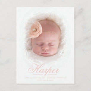 Carte Postale Nouveau Baby Rustic Script Faire-part de naissance