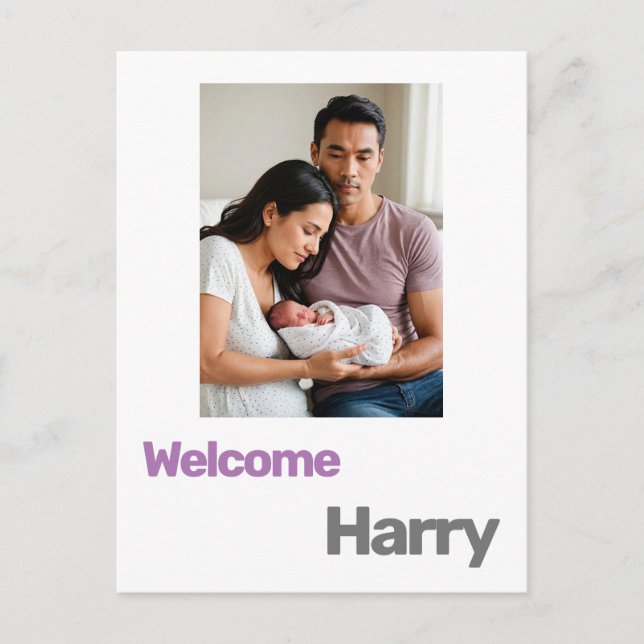 Carte Postale nouveau bébé garçon fille faire-part de naissance  (Devant)