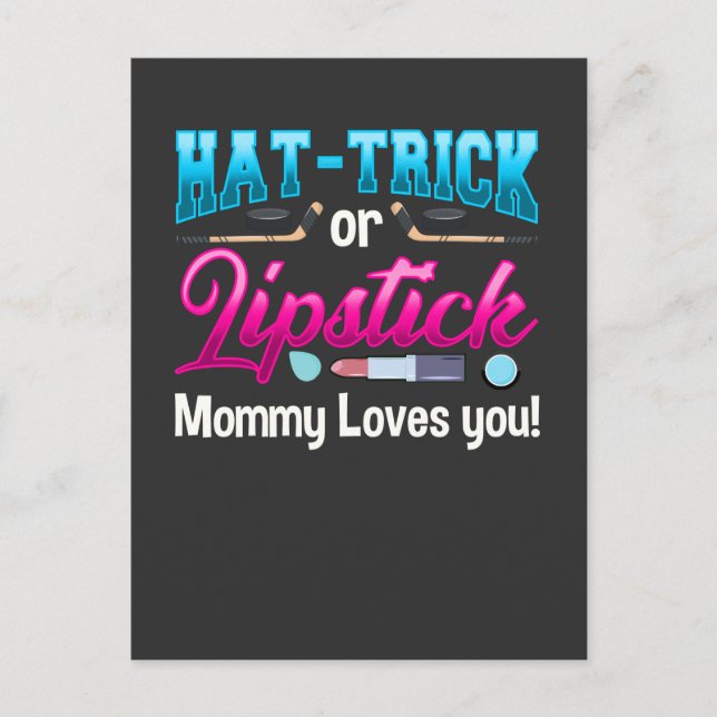 Carte Postale Nouveau Bébé Genre Révéler Parti de Hockey sur gla (Devant)