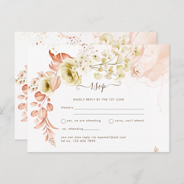 Carte Postale NOUVEAU ! Boho Floral Mariage Enregistrer les Date (Devant / Derrière)