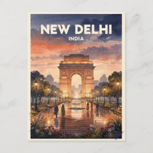 Carte Postale Nouveau Delhi Inde Voyage Vintage