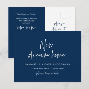 Carte Postale Nouveau Dream Home Adresse Faire-part, Modern Navy