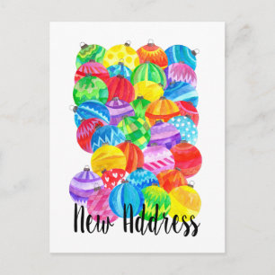 Carte Postale Nouveau Faire-part d'adresse, boules d'aquarelles